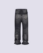 SCRATCHED BLACK FLARED JEANS